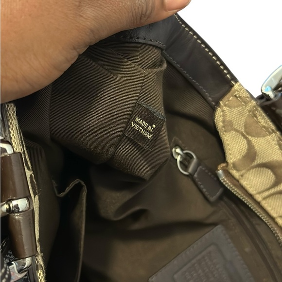 Coach Tan and Brown Signature  Canvas Shoulder Bag - Picture 8 of 17
